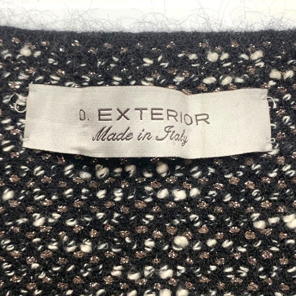 D. EXTERIOR Black White Metallic‎ Wool Blend Boucle Knit Cardigan - Picture 3 of 12
